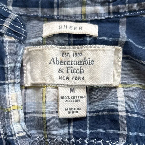 Vintage Abercrombie & Fitch Women’s Flannel Shirt Blue Yellow Plaid Y2K Boho - Image 2