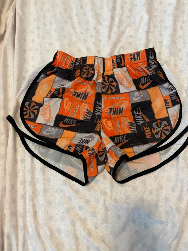 nike womens orange and black athletic shorts - Image 7