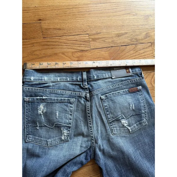7‎ Seven For All Mankind Jeans Women 32 Bootcut Blue Western USA Made Y2K NEW - Image 8