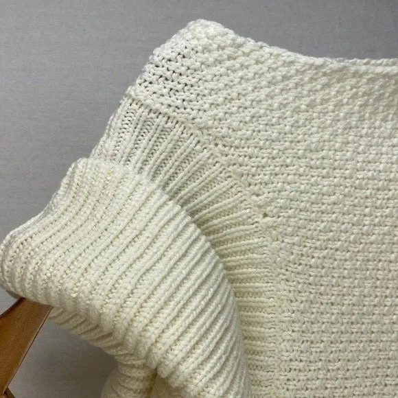 Bebe Ivory Sleeveless Knit Turtleneck Split Open Back Sweater L - Image 5