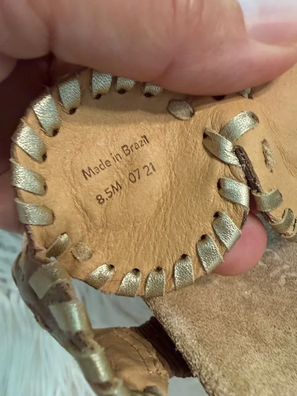 Jack Rogers Tan/Brown Leather Circle-Embellished Slide Sandals size 8.5 - Image 3