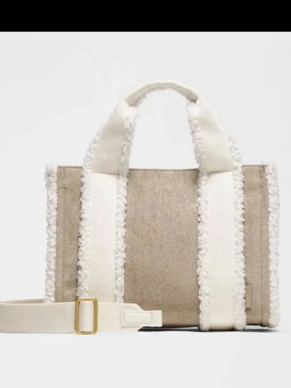NWT Lululemon Boxy Mini Tote Bag 4.5L *Faux Shearling Trims ivory - Image 2