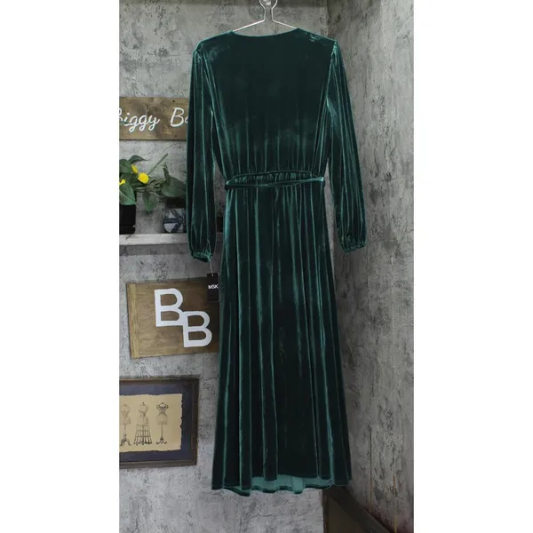 NWT Msk Womens Long-Sleeve Stretch Velvet Dress 93017220X Emerald Green XL - Image 6