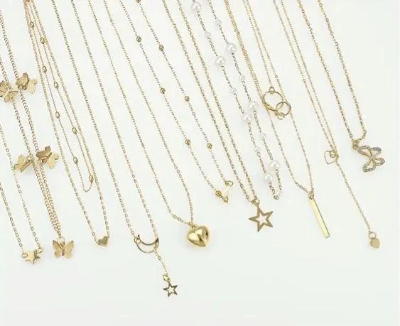11 Gold Bohemian Layered Golden Necklaces Set - Image 5