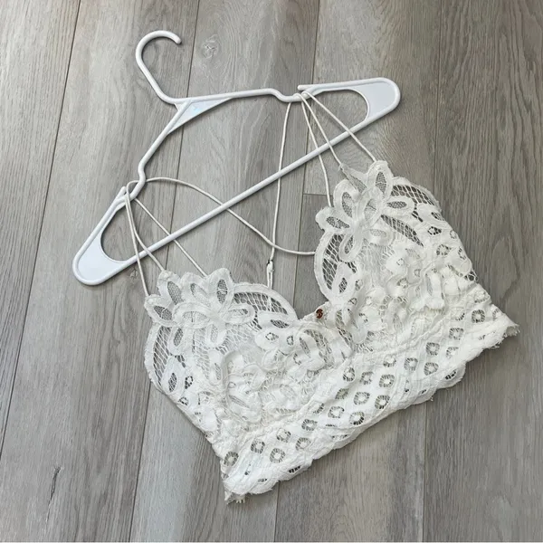 Free People Bralette adella lace pullover womens White (medium) boho festival - Image 2