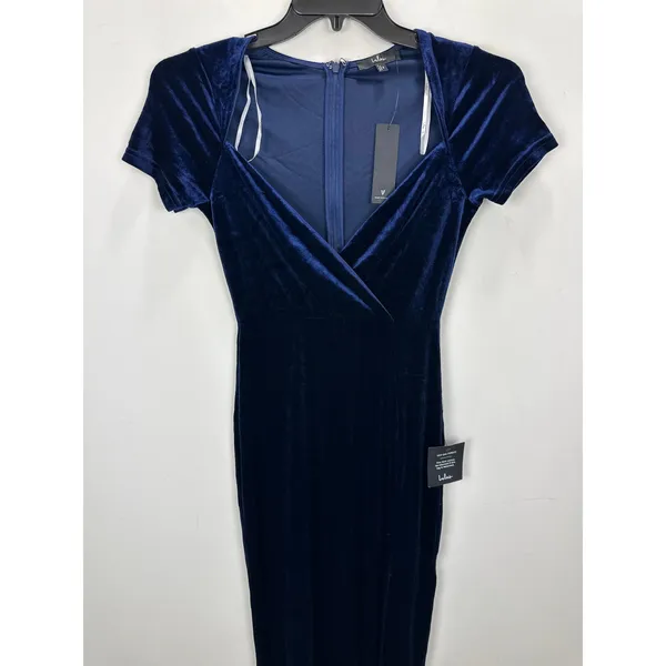 Lulus Eternal Elegance Navy Blue Velvet Short Sleeve Maxi Dress Formal Small NWT - Image 7