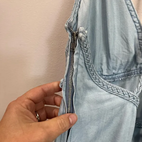 Guess‎ Blue Denim Maxi Dress Size XS Spaghetti Strap Summer Boho Festival - Image 8