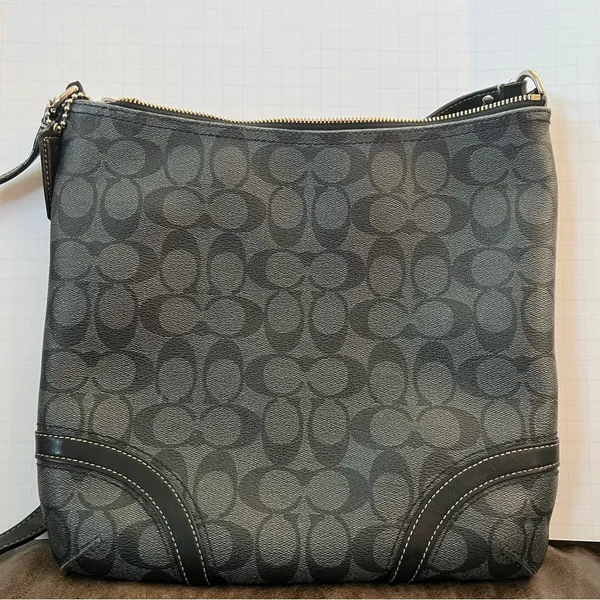 Coach F18926 Black Signature Jacquard Crossbody Bag‎ - Zip Closure - Image 4