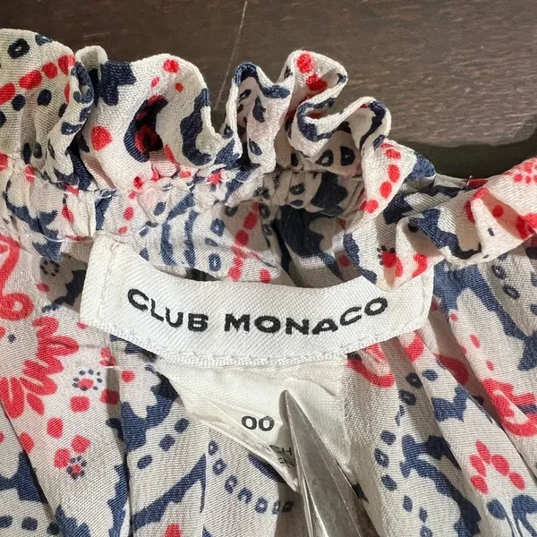 Club Monaco Silk Paisley Tiered Maxi Dress Tassel‎ Halter 00 - Image 4