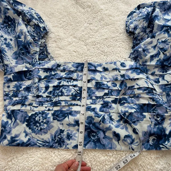 Abercrombie Fitch Women Floral Puff Sleeve Crop Top Sz XL Resort Summer Vacation - Image 3