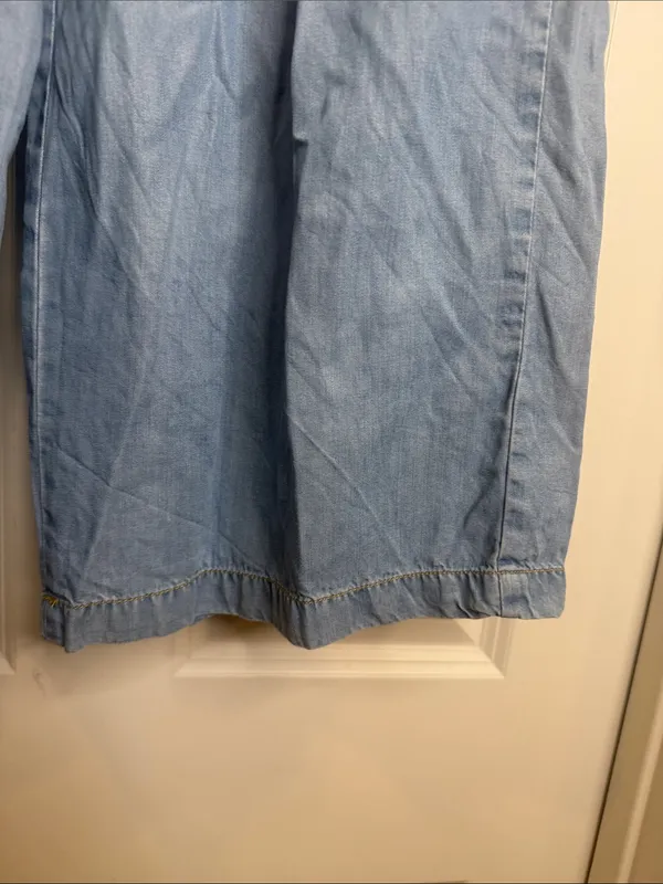 Zara Tencel 21975 High-Waist Wide Leg Light Blue Denim Culottes Sz S - Image 4