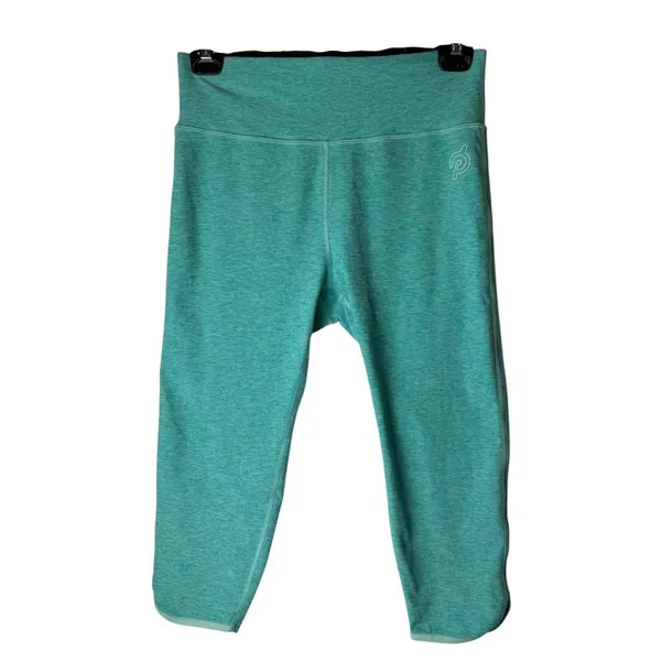 Peloton‎ Leggings Women XL Teal Space Dye High Rise Crop Capri Stripe Athleisure - Image 2