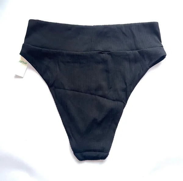 NEW Aerie Black High Cut Cheeky Ribbed Bikini Bottom - Image 8