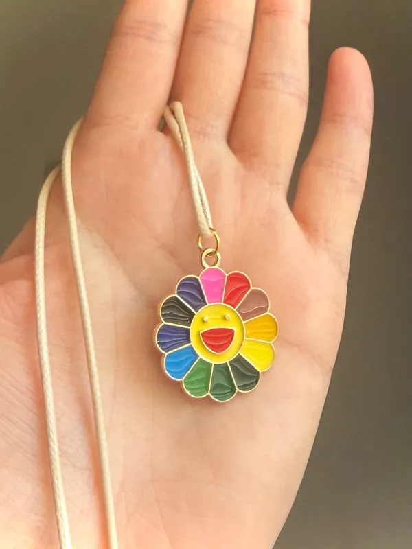 Handmade rainbow sunflower unisex Kawaii y2k harajuku style necklace🌻🌈❤️ - Image 2