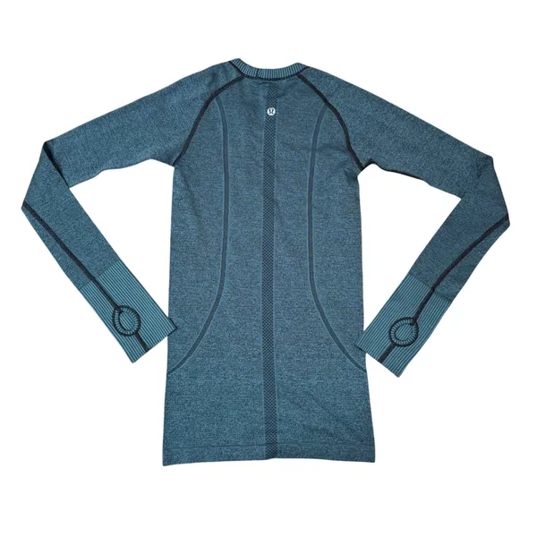 Lululemon Swiftly Tech Long Sleeve 2.0 Women Size 2 Teal Excellent Thumbholes‎ - Image 4