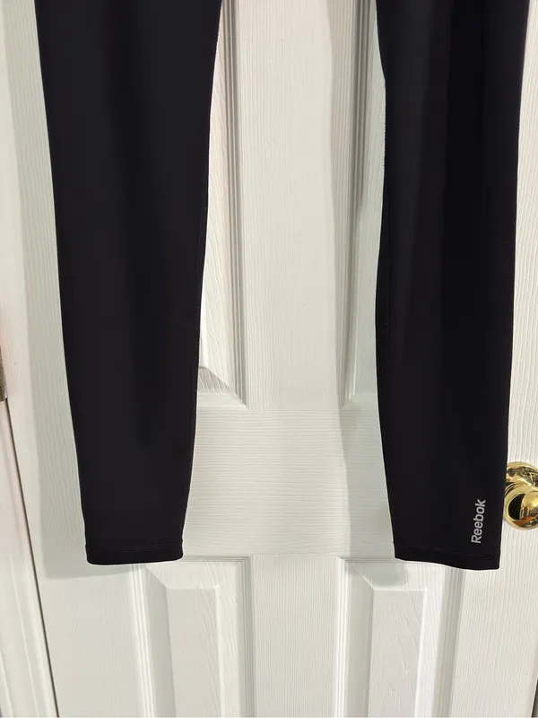 Reebok Black High Rise Athletic Leggings Large Compression Workout Yoga Pants - Image 4