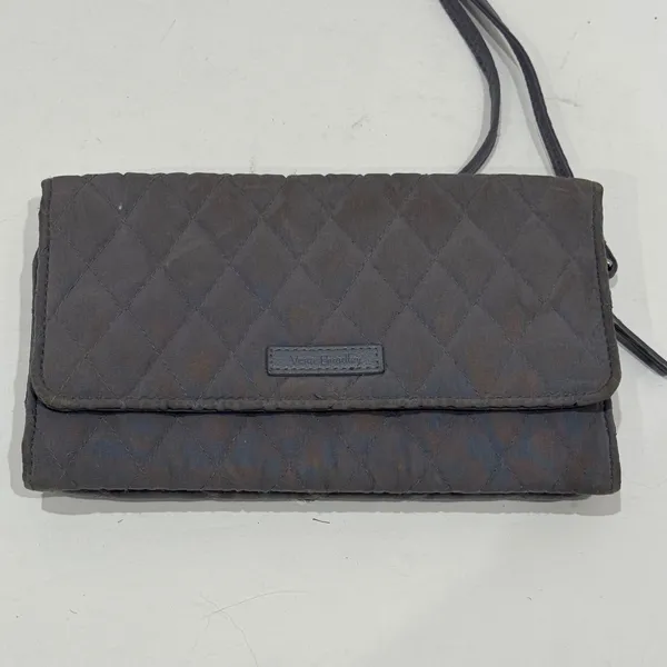 Vera Bradley‎ Gray Quilted Microfiber All in One Travel Crossbody Wallet Bag Zip - Image 2