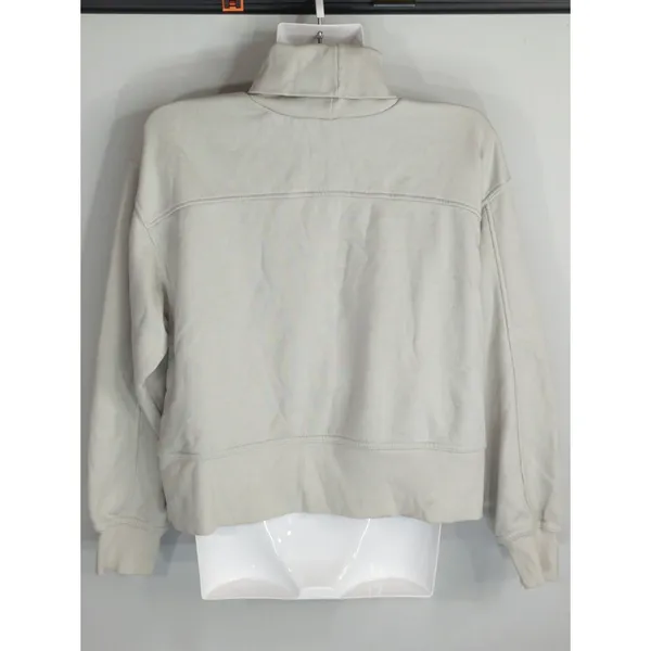 Zara Taupe‎ Sweatshirt Women's Small Mock Neck Cropped Cotton Loungewear Casual - Image 4
