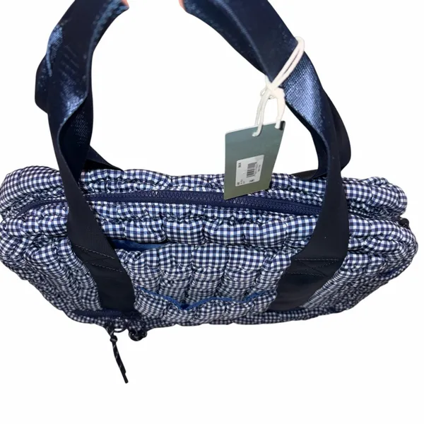 NEW With Tag AS Revival Altar’d State Blue & White Quilted Gingham Gym Bag Tote Laptop Bag - Image 2