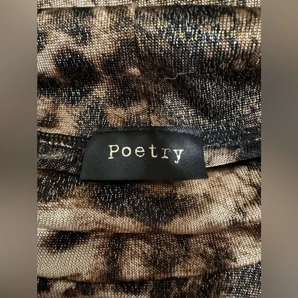 POETRY Crop Top Mixed Animal Print Snake Leopard Glam Minimalist Mock Neck S - Image 7