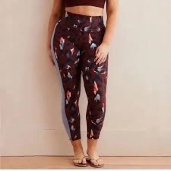 Aerie Chill Play Move Activewear Leggings‎ Leopard Cheetah brown blue small - Image 9