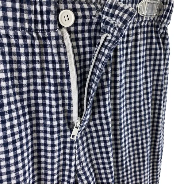 John Galt California Blue White Checkered Elastic Waist Cotton Cropped‎ Pants S - Image 4