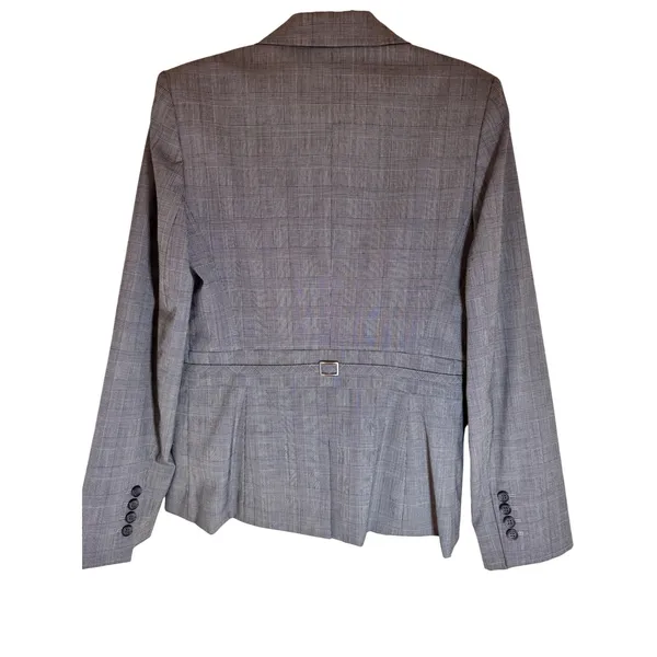 LOFT Glen Plaid One-Button Blazer‎ Gray Workwear Jacket Size 8 - Image 5