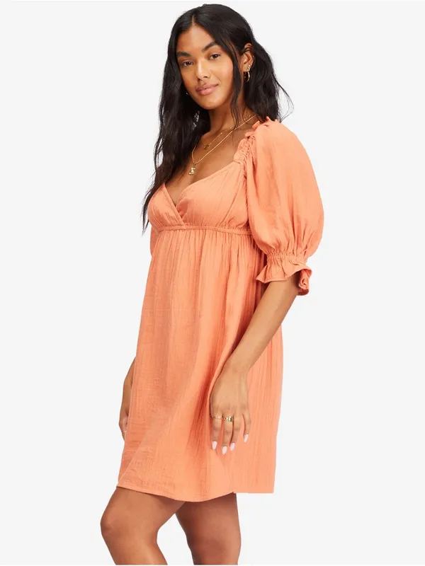 NWT Billabong Perfect Paradise Puff Sleeve Terracotta Mini Dress XS - Image 2
