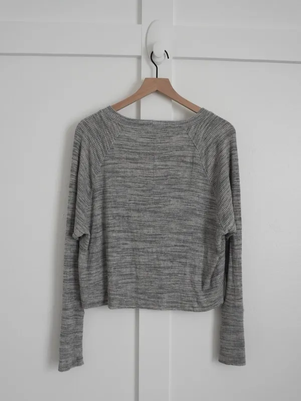 Free People V-Neck Cardigan Sweater Heathered Grey - Image 3