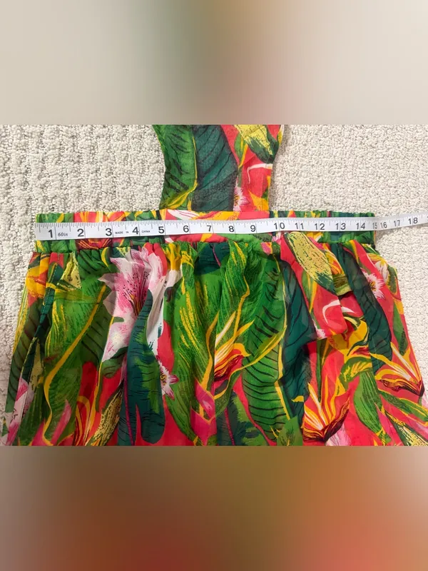 Boohoo Beach Green Tropical Cutout Maxi Dress with Pink & Orange Floral Print - Image 9