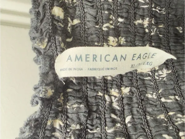 American Eagle XL‎ Floral Smocked Peplum Blouse Peasant Sleeves Coquette Boho - Image 8