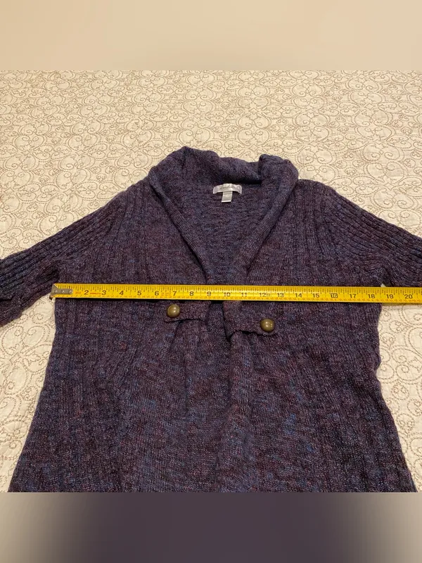 Dressbarn Women’s Knit Cardigan in Blue and Burgundy Size Large - Image 4