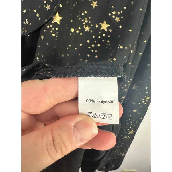 SHEIN Curve Blouse Womens 5XL Black Gold Foil‎ Star Ruffle Peplum Celestial Top - Image 5