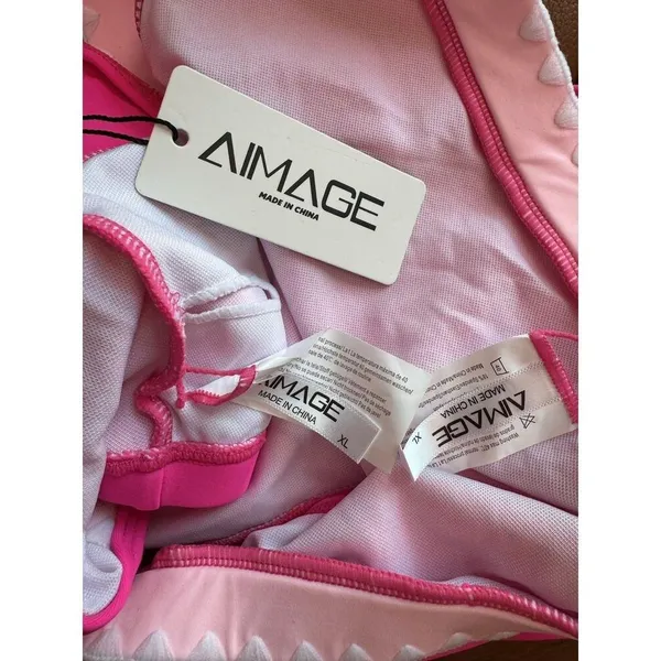 NWT A Image Pink V Waist Sexy Embroidered Bikini Swimsuit Size XL - Image 5