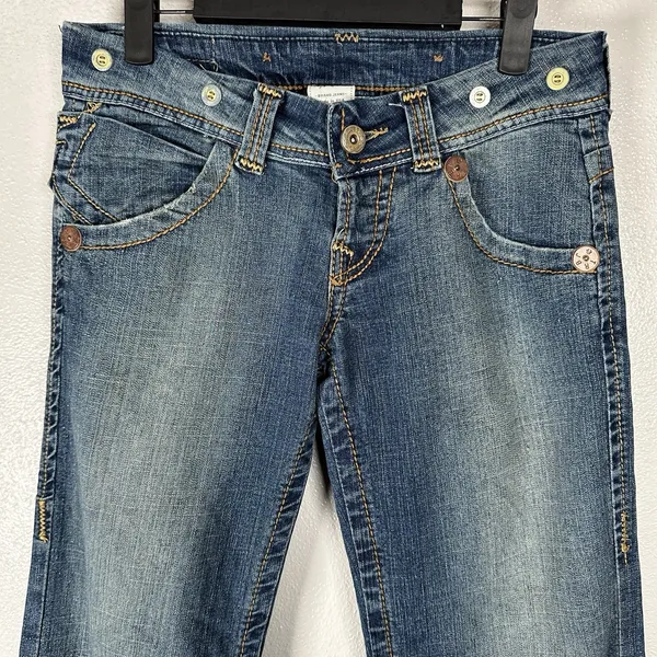 True Religion Womens Low Rise Flare Wide Jeans Made in USA Size 26‎ Flap Pockets - Image 2