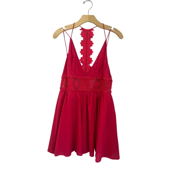 Jetset Diaries Grazie Red Lace Mini Dress XS NWT Backless‎ Scallop Party - Image 3
