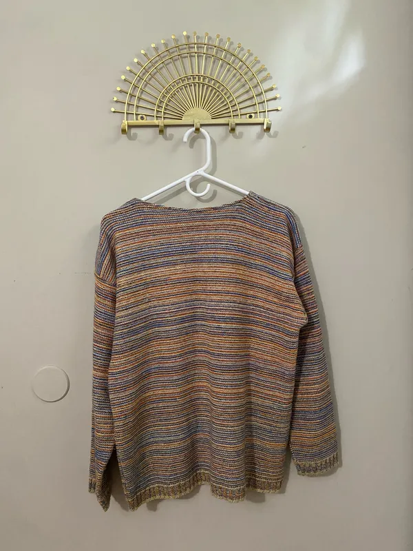 Vintage Multicolor Striped Crewneck Sweater Multiple Size M - Image 2