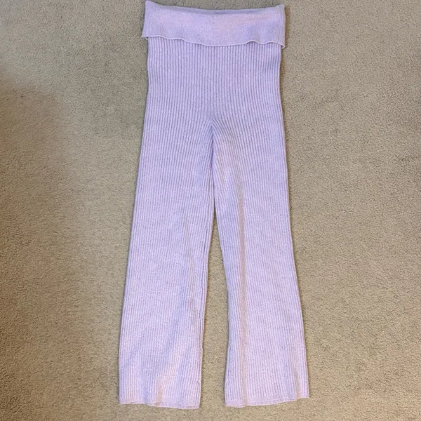 Aerie Women’s Large Lilac Ribbed Knit Pants Like New - Image 2