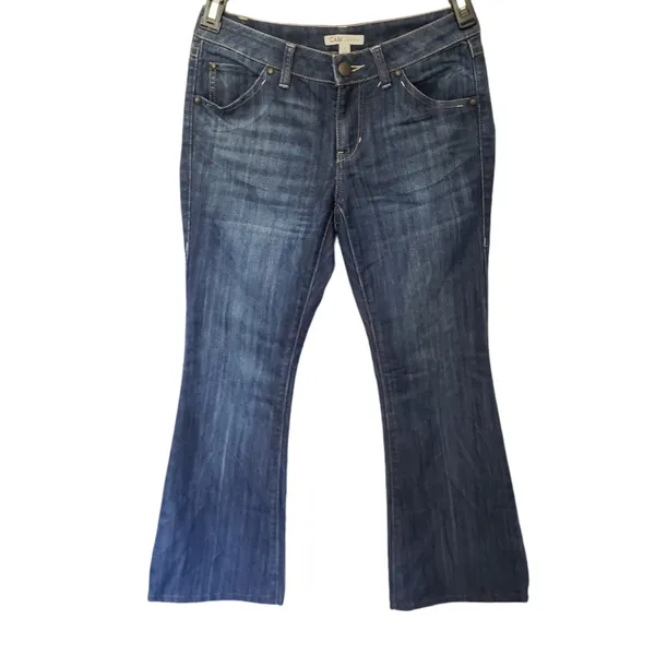 Cabi Y2K Flare Retro Womens Jeans Sz 2 Preppy Minimalist Dark Wash Classic Denim - Image 3