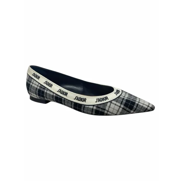Christian Dior J'adior Embroider Tartan Print Pointed Toe Flats Size 39.5 - Image 3