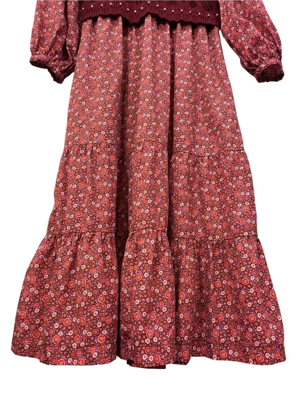 By Anthropologie Layered Burgundy Sweater Dress Size Large Womens - Image 6