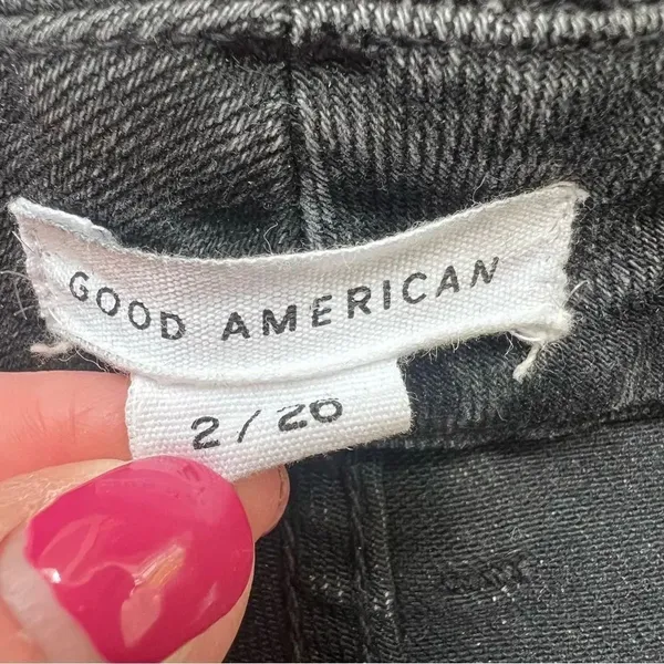 GOOD AMERICAN Good Legs Stovepipe Cigarette Denim Jeans in Black214 Size 2 - Image 6