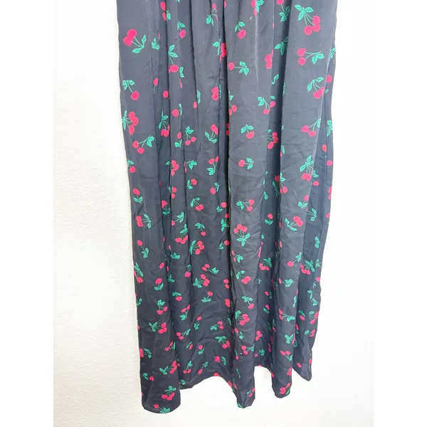 Petal & Pup Chlo Cherry Print Puff Sleeve Midi Dress Size Large Smocked Retro - Image 10