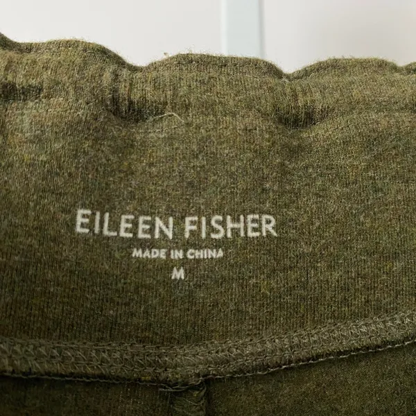 Eileen Fisher Relaxed Lagenlook Wide Leg Pull On Pant Medium‎ Green Olive - Image 4