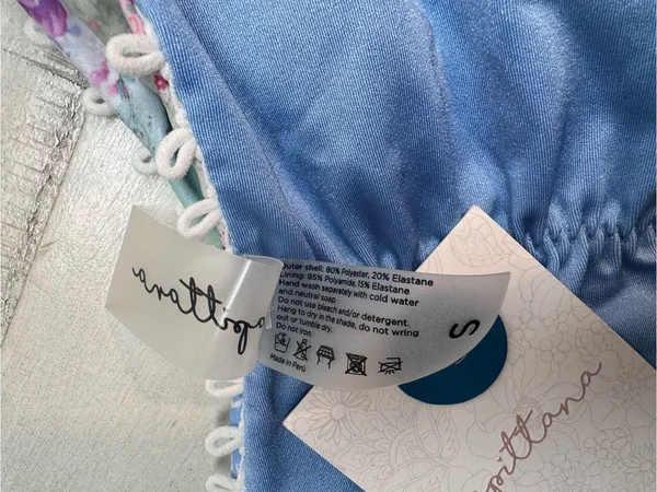Capittana Dora Patchwork Swimsuit Bikini bottoms size small NWT Blue - Image 10