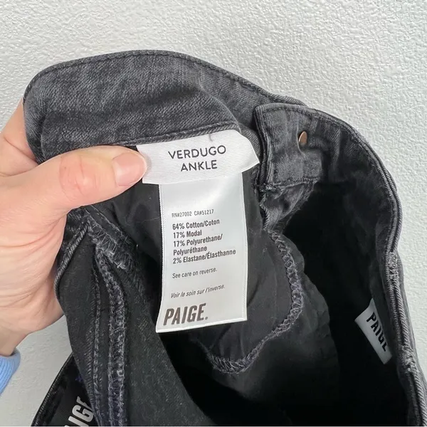 Paige Skinny‎ Jeans Black Raw Hem Sz 26 - Image 4