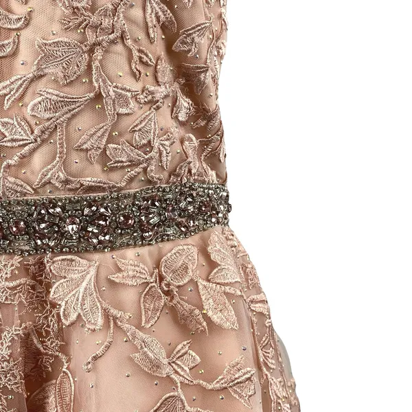 NEW Sherri Hill Pink Tulle Floral Embroidery Embellished Mini A-Line Dress Sz 18 - Image 2