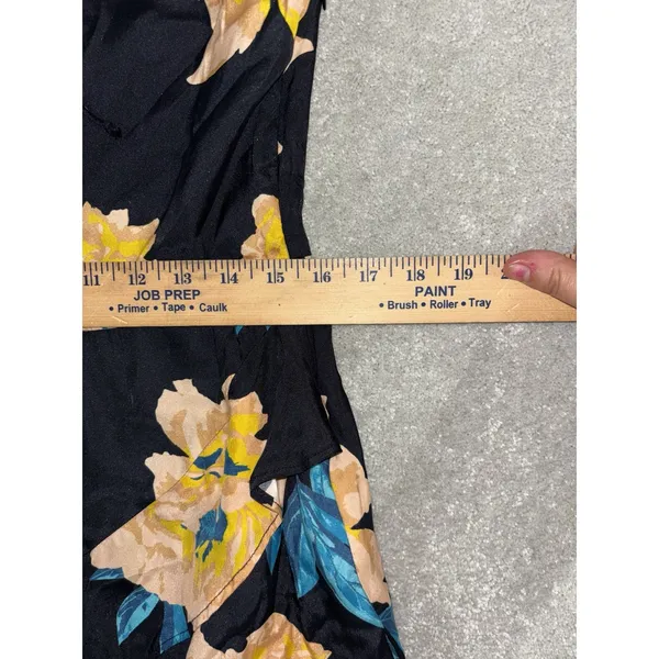 dolan silk dress medium floral knee length flutter sleeve‎ Lined Ruffle Detail - Image 5