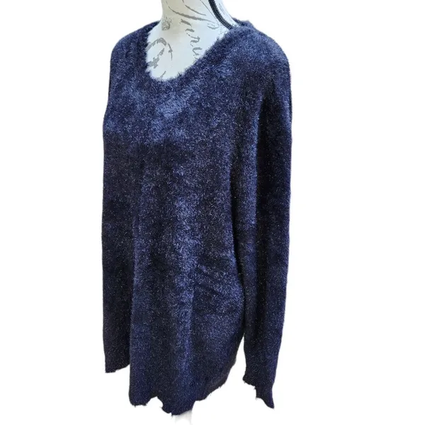 Free People NWT x Sandrine Rose Metallic Oversized Sweater in Gunmetal‎ Medium - Image 4