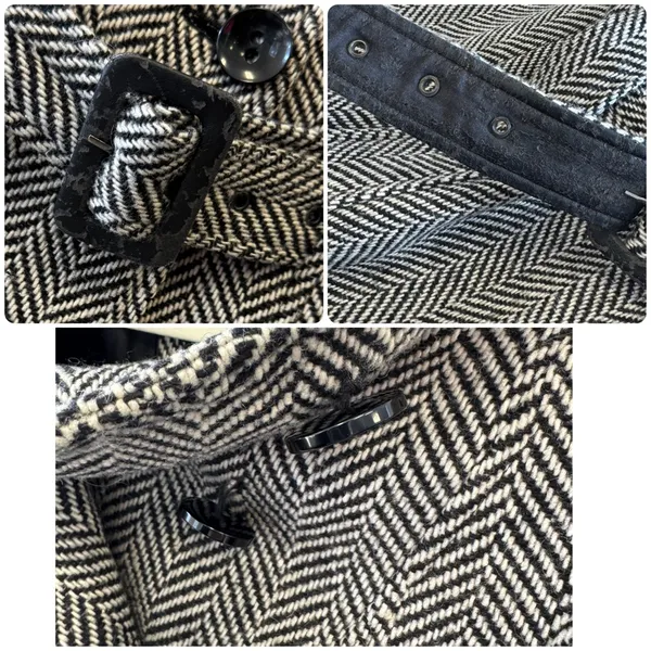 Guess Women’s Wool‎ Blend Herringbone Tailored Double Breasted Pea Coat Gray Sm - Image 10